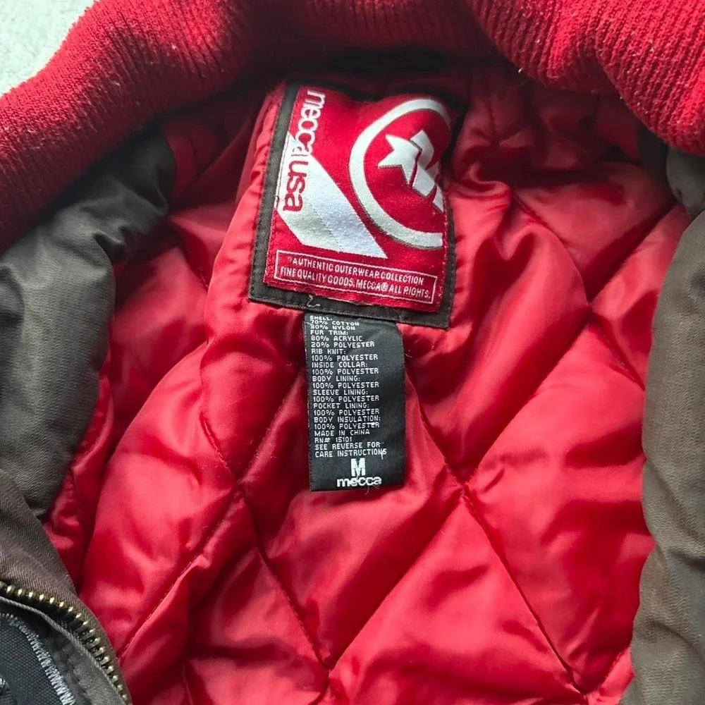 Vintage 90s Faded Mecca Quilt Lined Military Bomber Jacket Skater Grunge